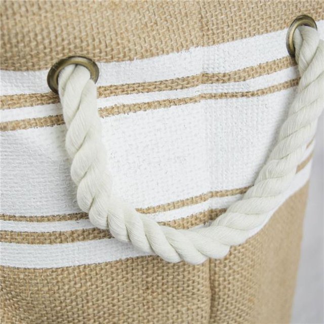 Design Imports CAMZ36726 14 x 8 x 9 Po Bord en Toile de Jute Rectangle de Rangement Bin&44; Blanc - Petit