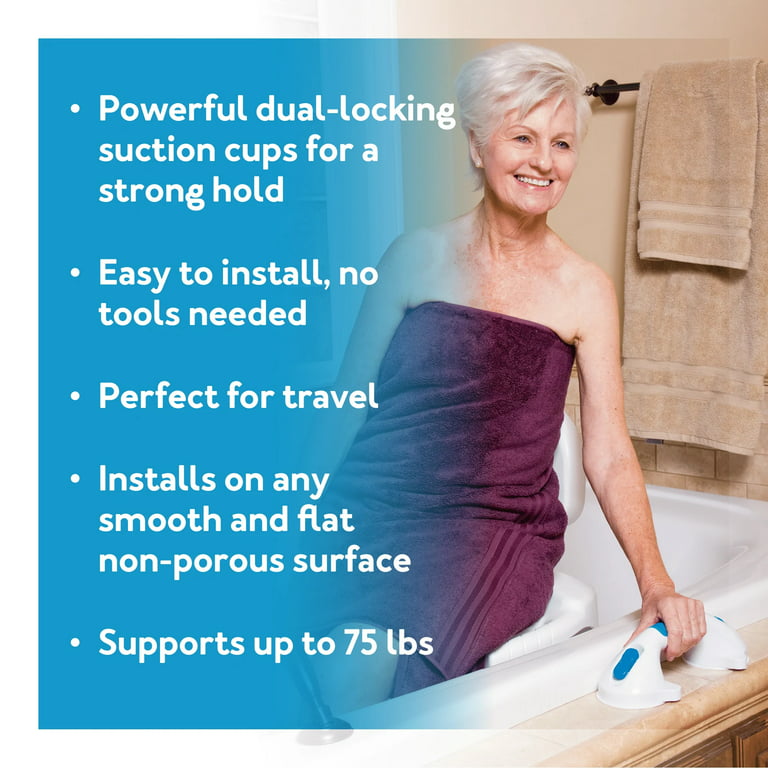 Carex Health Brands Bathtub Rail with Finish Bathtub Grab Bar Safety Bar  for Seniors and Handicap for Assistance Getting in and Out of Tub, Easy to