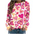 thumbnail image 2 of Qiopertar Mode Femmes Imprimé Col Rond Pull Tops Manches Longues Blouse Confortable Chandail en Molleton Offres de la Semaine Liquidation Moins de 5$ jusqu'à 90 % de Réduction, 2 of 5