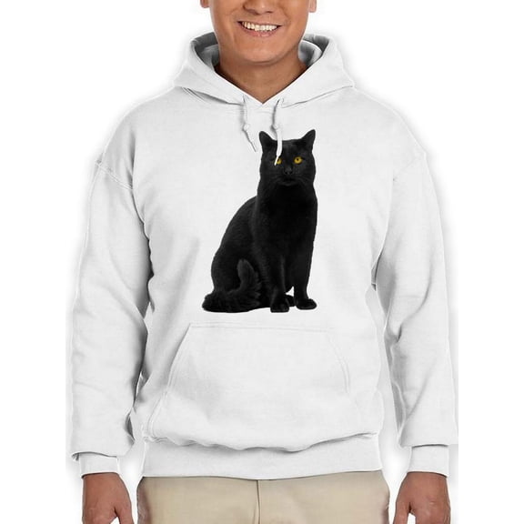 Sitting Black Cat Hoodie Men -SPIdeals Designs, Male Medium
