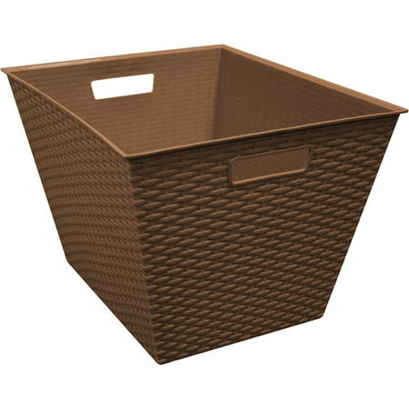 Large Resin Wicker Bin Dark Brown, 3pk