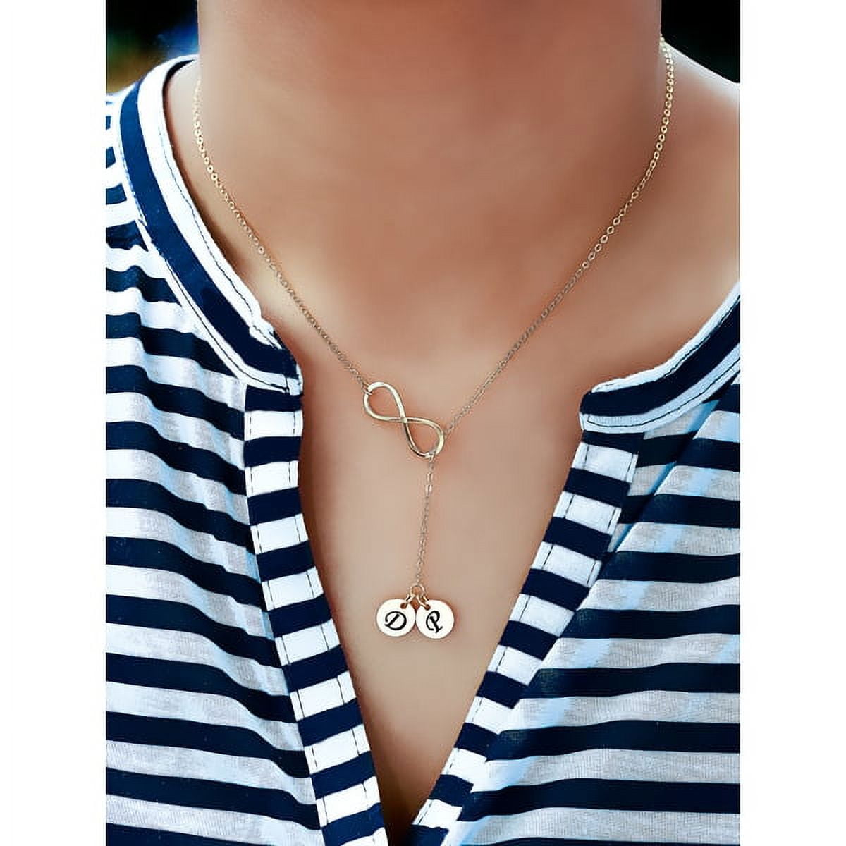 Personalized Two-Initial Round Circle Pendant with Infinity