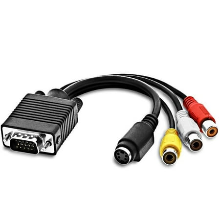 - PC Computer VGA to TV S-Video 3 RCA Composite HD AV TV Out Converter Adapter Cable
