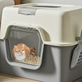 thumbnail image 4 of Plastic Litter Box Cats Rabbits Odor Control Not Smooth Surfaces Enclosed Litter Container Pans, 4 of 8