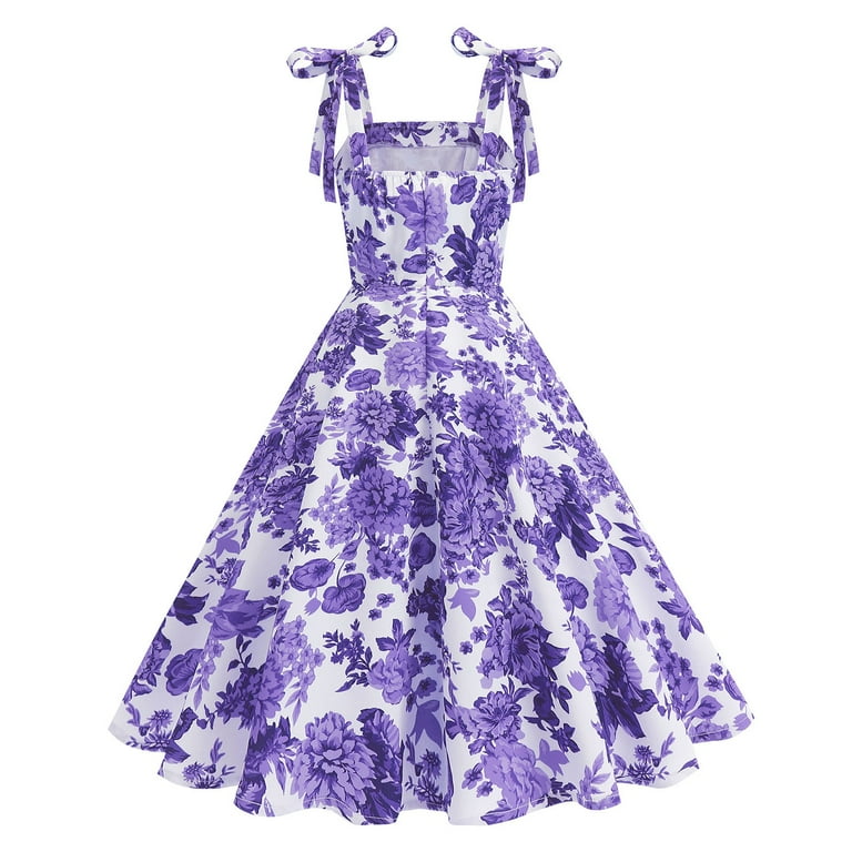 Blczomt Summer Dresses for Women Plus Size Fit and Flare Formal A Line Purple Sleeveless High Waist Peplum Gown Womens Dress
