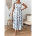 thumbnail image 3 of Plus Size Women's Spaghetti Strap Midi Dress with Waist Fit and Extra Large Flow Print Vacation Dress, 3 of 6