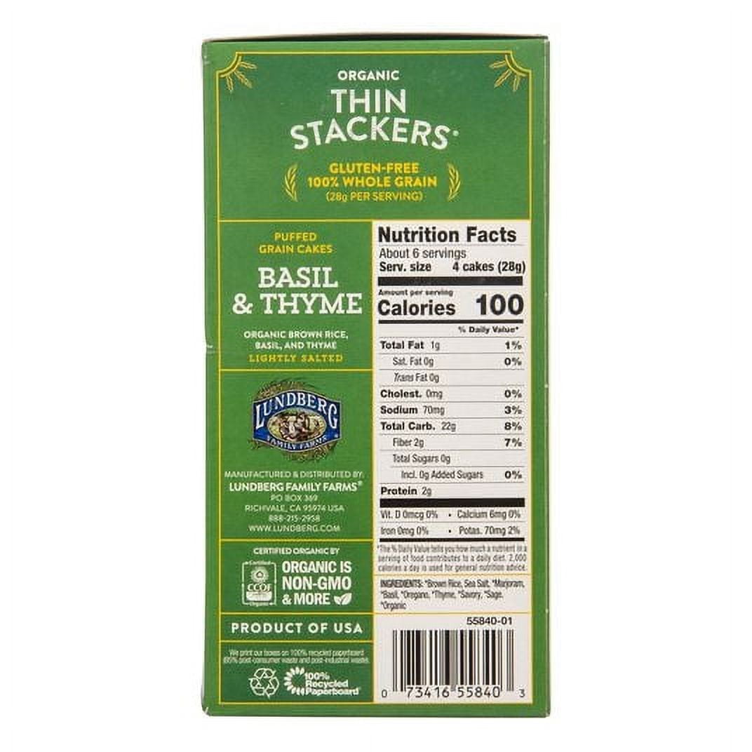 Lundberg Thin Stackers, Basil Thyme, Organic-6 x 6 oz