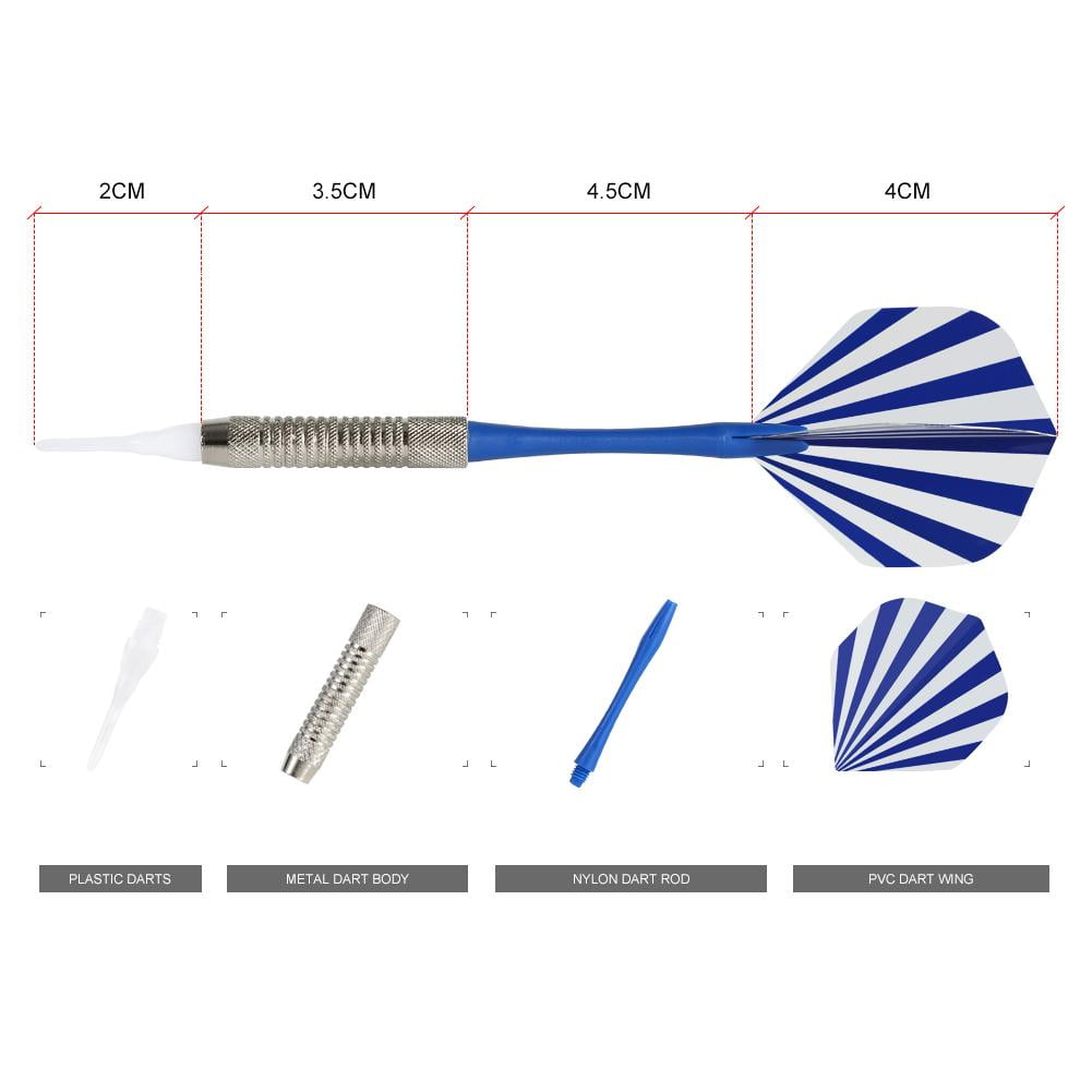 Darts Target Board, Electronic Soft Tip Dartboard LCD Display 15 Inch Target Face 6 Soft Tip Darts Target Board