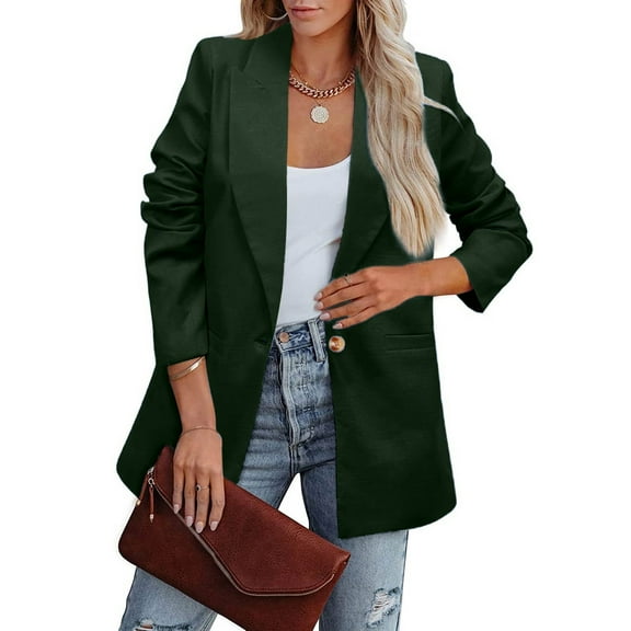 BRDFRL Casual Blazers for Women 2025 Trendy Oversized Blazer Long Sleeve Open Front Lightweight Office Jacket Army Green M