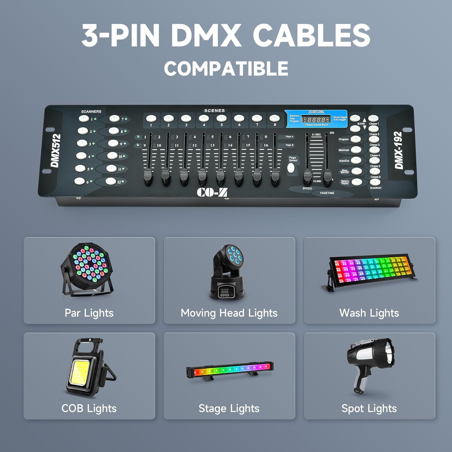 192 DMX 512 Stage DJ Light Controller Lighting Mixer Board Console for Light Shows, Party Disco Pub Night Club DJs KTV Bars and Moving Heads