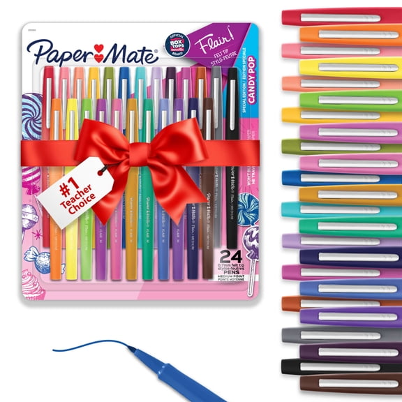 Paper Mate Flair Felt Tip Pens, #1 Teacher Choice, Medium Tip, Limited Edition, 24 Count