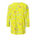 thumbnail image 4 of Cavosen Happy Easter Women's 3/4 Sleeve Tops in Clothing Summer Bunny Print Pullover Shirts Round Neck Festival Blouse Vacation Holiday T Shirts Casual Dressy Tees Yellow M, 4 of 5