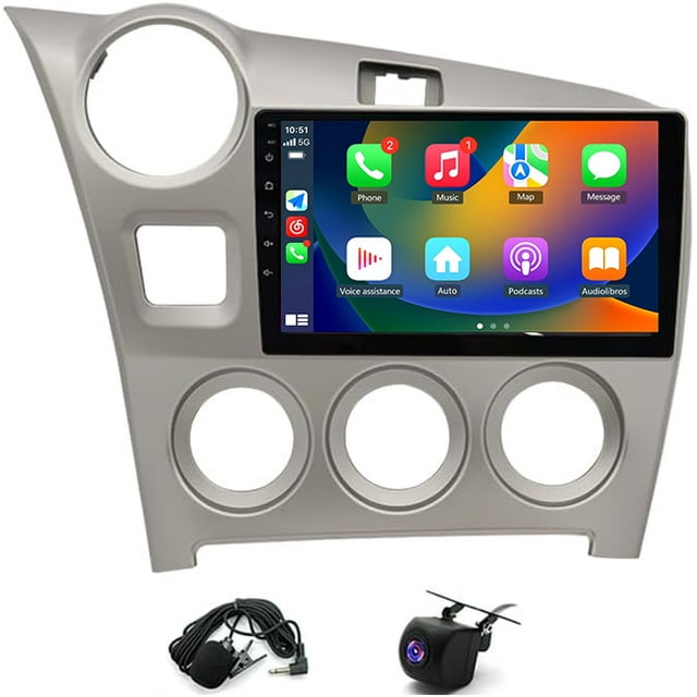 Zcargel 9-Inch Android 13 Car Stereo Player with CarPlay & Android Auto, Wi-Fi Car Navigation Radio, Bluetooth, Steering Wheel Control, AHD Camera Support for Toyota Matrix 2009-2014
