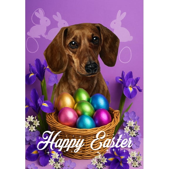 Dachshund Red Smooth - Best of Breed Easter Holiday Outdoor Garden Flag 12" x 17" Mailbox Flag Dog Flag