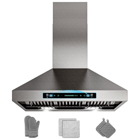 GIMSOL 36" Wall Mount Range Hood, 600 CFM, 4-Speed Gesture Control, Stainless Steel, Ducted/Ductless
