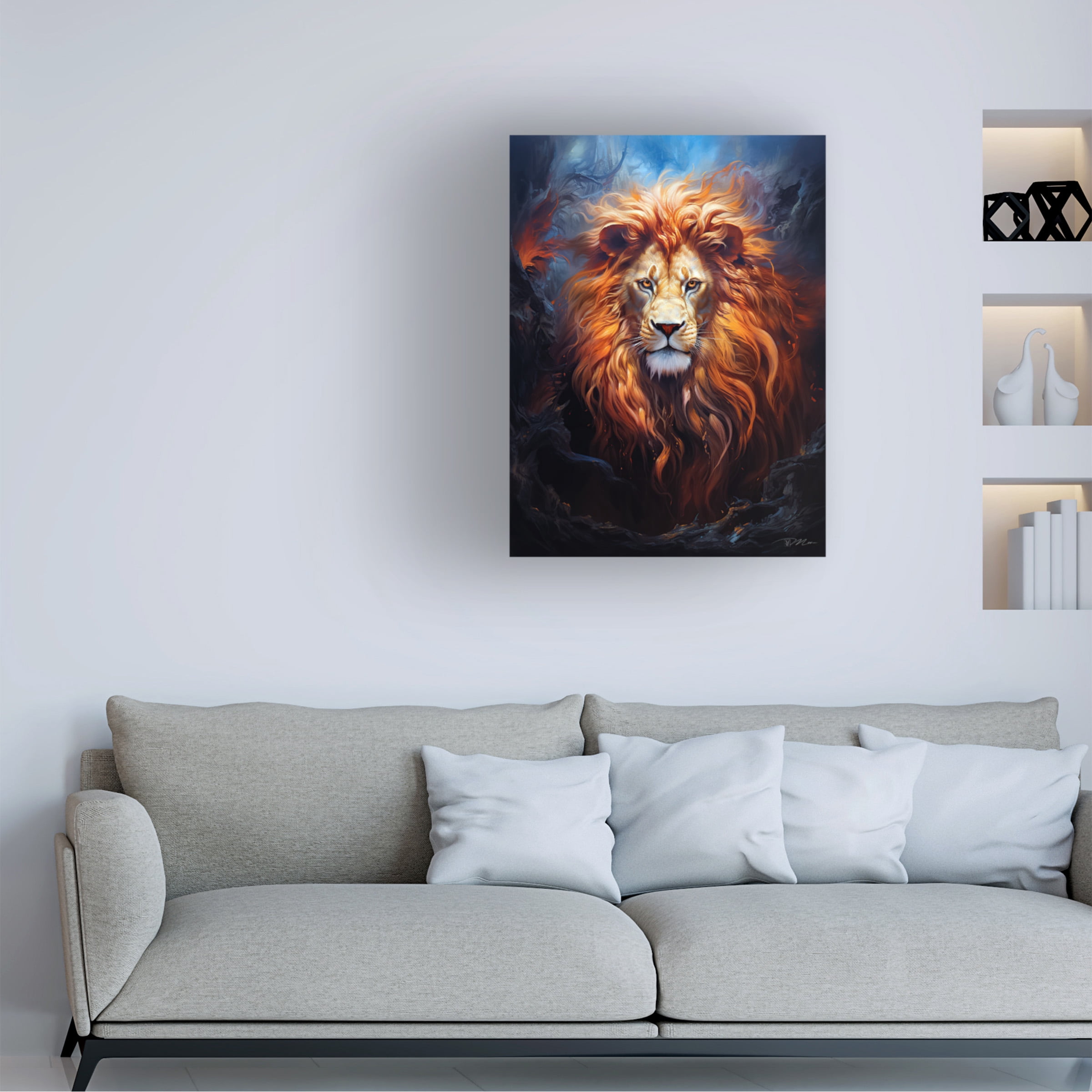 Canvas Wall Art - Momart 'Fire Lion' Wall Art for Living Room, Bedroom, or Office DÃ©cor by Trademark Fine Art - 14 x 19 Inches