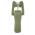 thumbnail image 4 of Women's Summer Long Skirt Suit Set Casual Outfit Elegant Hollow Out Dress Comfy Two Piece Outfit, 4 of 8
