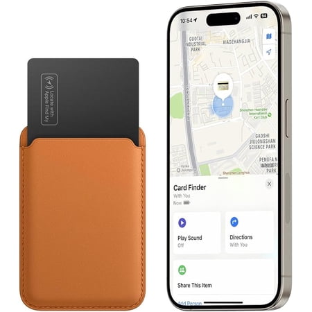 Slim Wallet Tracker Card,Wallet Finder,Wirelessly rechargeable,Smart Bluetooth Locator for Phone, Luggage,Passport,Works with Find My (iOS Only),IP67 Waterproof,Black 1 Pack