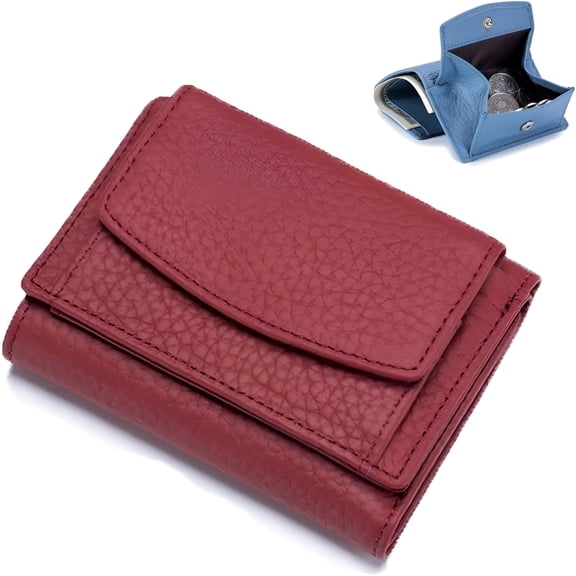 GASTROPOD Mini Wallet, Leather RFID Blocking Card Holder Organizer Pocket Mini Wallet (Burgundy)