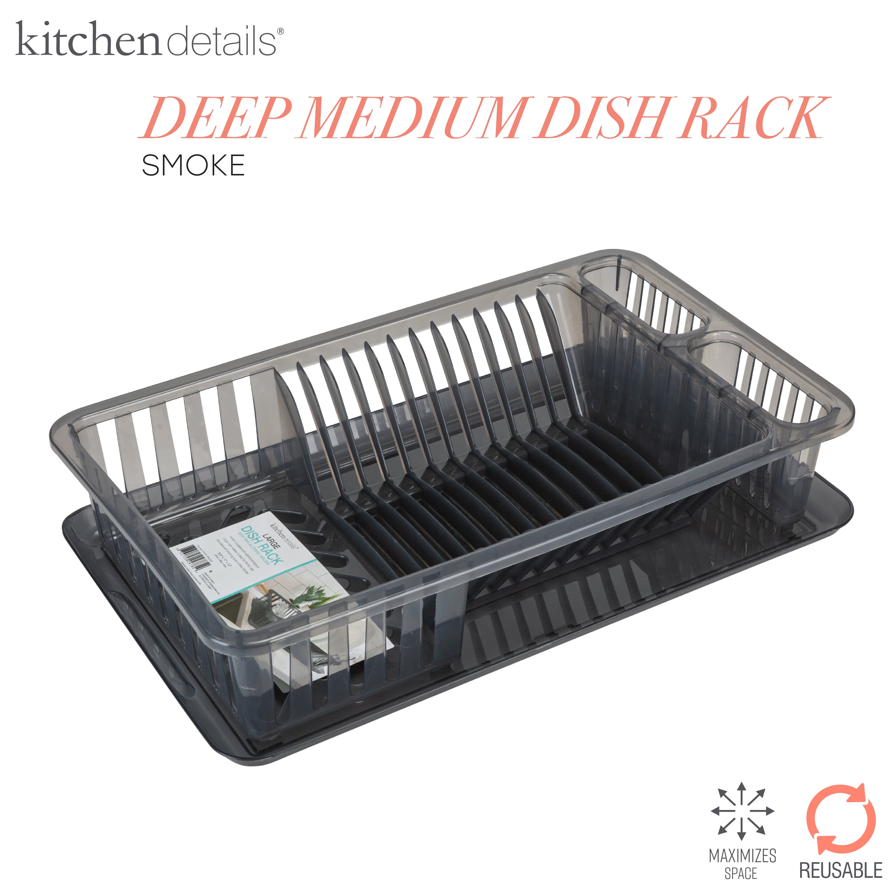 Kitchen Details 13.78-in W x 17.52-in L x 5.31-in H Metal Dish Rack in the Dish  Racks & Trays department at