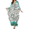 thumbnail image 1 of Riforla Robe de Plage pour Femmes Grande Taille Kaftan Robe Col en V Manches Chauve-Souris Imprimé Floral Robe de Soleil Blanche Taille Unique, 1 of 7