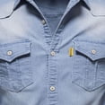 thumbnail image 3 of Tiweut Men's Leisure Denim Shirt Jackets Mens Slim Fit Long Sleeve Lapel Button Down Washed with Chest Pockets Regular Blouses Light Blue,M, 3 of 3