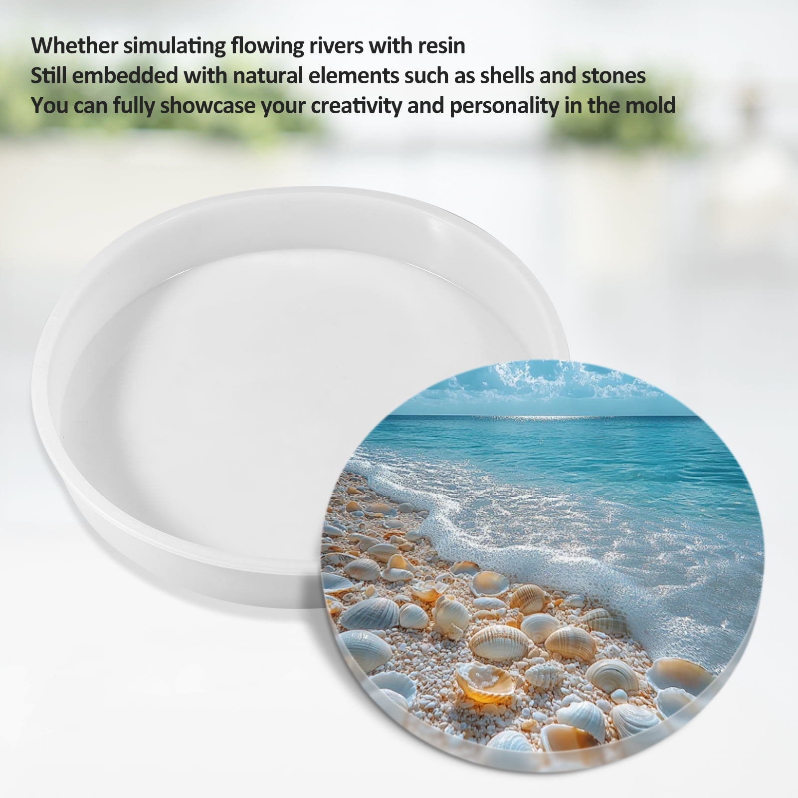 Keyohome Resin Table Mold Soft Silicone Epoxy Table Mold with 3 Metal Leg Decorative Silicone Resin Tray for Home Decoration DIY Art Work