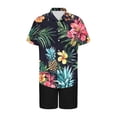 thumbnail image 5 of GERsome Men's Hawaiian 2 Piece Outfits Short Sleeve Floral Shirts and Shorts Summer Beach Vacation Matching Set S-3XL, 5 of 5