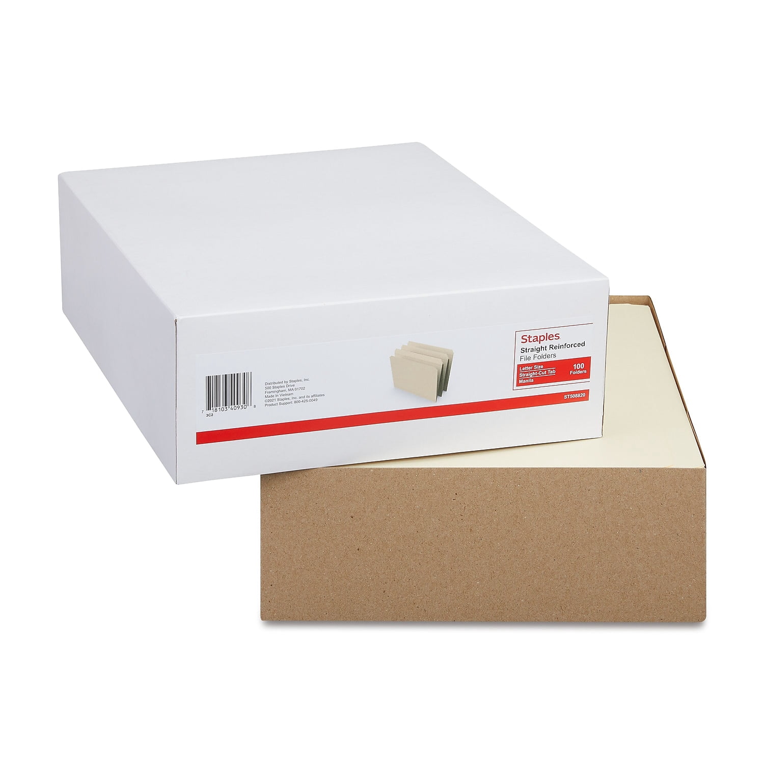 HITOUCH BUSINESS SERVICES Reinforced File Folder Straight Cut Letter Size Manila 100/Box