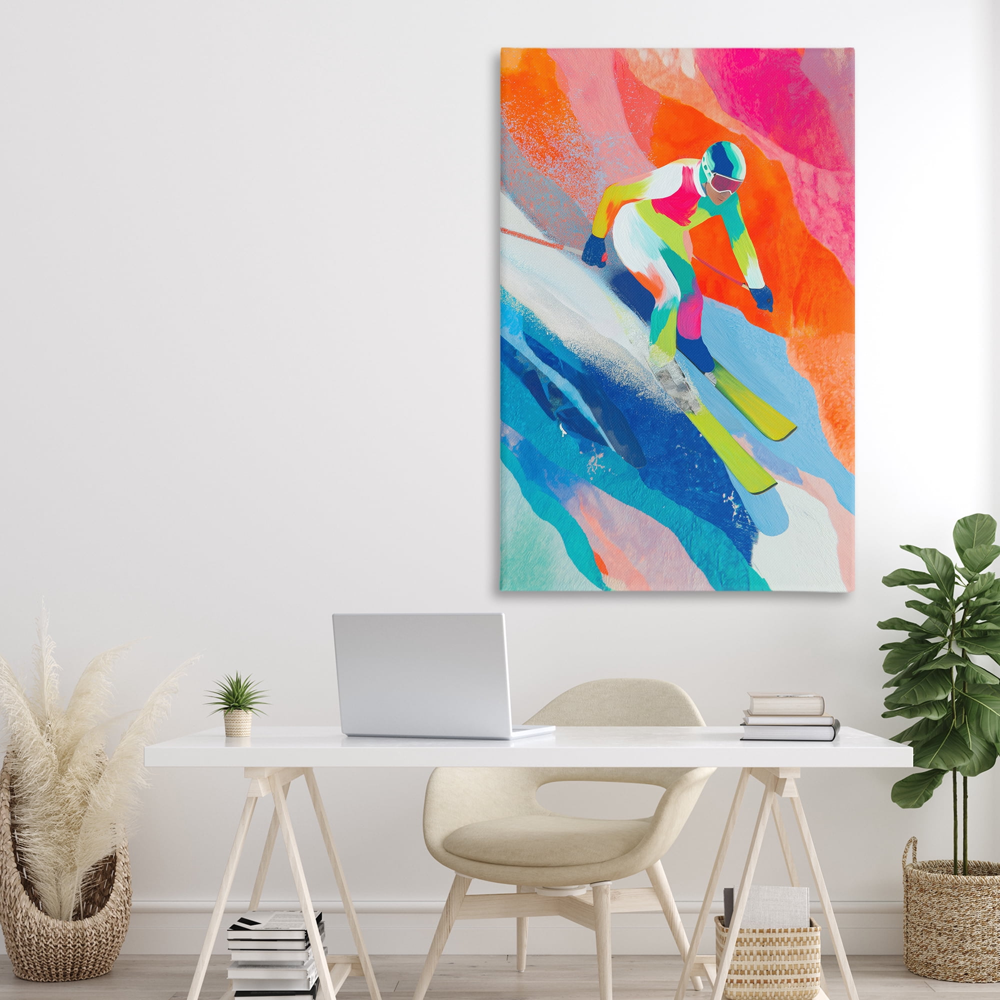 Stupell Industries Skiing Down Neon Slopes Canvas Wall Art, design by Chromatic Storm Studio