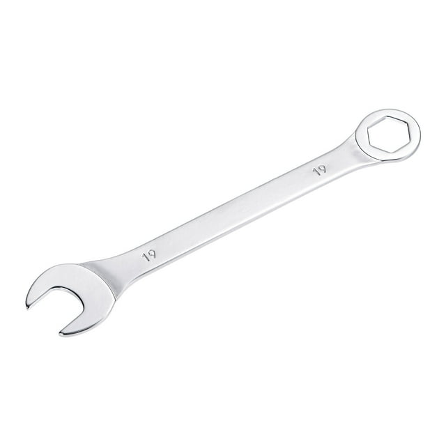 Llave combinada delgada Uxcell de 6 puntos, acero de alto carbono niquelado con espejo, 19mm