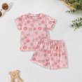 thumbnail image 2 of Kaprioy Girls Summer Clothes Pajamas Toddler Baby Girls Summer Outfits Daisy Ruffle Short Sleeve T-Shirts Tops Floral Shorts 2Pcs Clothes Set, 2 of 6