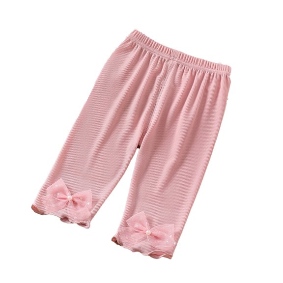 MXIEZI Kids Girls Summer Cartoon Leggings Pants for Toddler Cotton Casual Long Pants Elastic Anti-Mosquito Trousers for 1-5 Years Old Girls