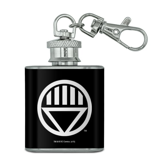 Green Lantern Blackest Night Black Lantern Logo Stainless Steel 1oz Mini Flask Key Chain