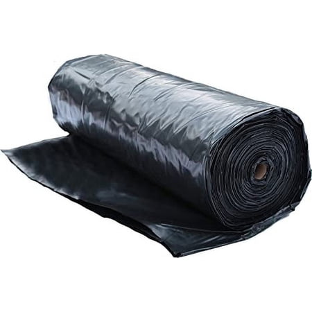 Black Plastic Poly Sheeting & Visqueen for Construction, Landscape Ground Cover, Weed Barrier, Plastic Mulch, Lumber Tarp, Drop Cloth or Painters Plastic (20' x 100' 4mil)