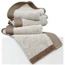 Jacquard Weave Hand Towels Set of 4, Decorative Bathroom Towels 28x14 Inches - Light Brown Cotton Face Towels for Kitchen & Guest Bath