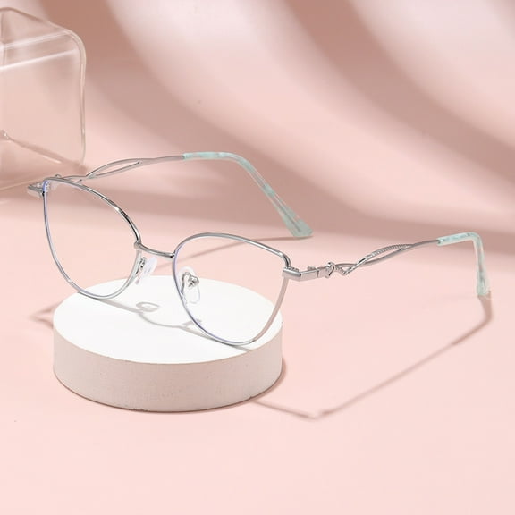 Women Cat Eye Anti-blue Light Reading Glasses Metal Presbyopia Glasses Fashinable Readers Silver Eyeglasses Frame