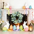 thumbnail image 6 of Artificial Eucalyptus Wreath with Plaid Bow, Spring Summer Green Leaf Wreath for Front Door Porch Farmhouse Decor, Festival Celebration Decor (13.8in), 6 of 6