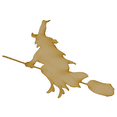 thumbnail image 1 of Package of 10, Small 5" x 4" x 0.125" Baltic Birch Plywood Witch On Broom Wood Cutout for Art and Craft Project, Made in USA, 1 of 1