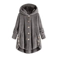 thumbnail image 1 of Womens Cardigan Plus Size Button Plush Tops Hooded Loose Cardigan Wool Coat Winter Jacket Navy Xl, 1 of 3
