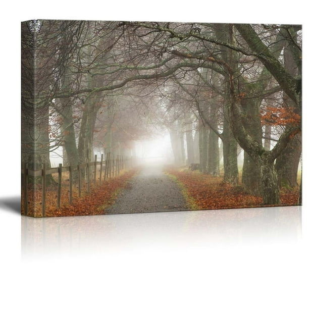 Wall26 Canvas Prints Wall Art Footpath on an Early Misty Morning in The Fall Modern Wall