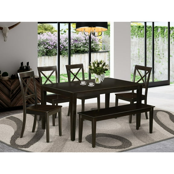 6 PC Dining room set-Kitchen Table and 4 Chairs and a Bench