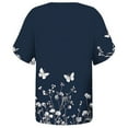 thumbnail image 4 of Uaswgudfs Women's V-Neck Floral Short Sleeve Blouse: Button Accents & Side Slit Detail for Oriental-Inspired Summer Casual TopsDark BlueL, 4 of 5