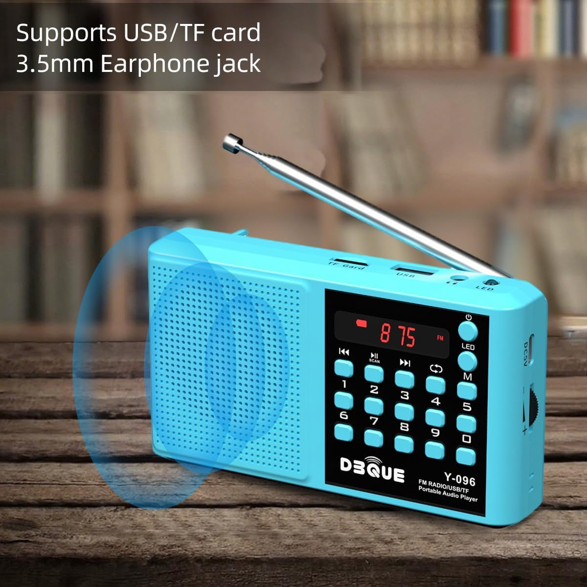 Portable AM FM Radio with Bluetooth Speaker, USB/TF Playback MP3 Player with USB-C Fast Charging, Auto Scan Save, Rechargeable Battery for Home Outdoor Use BT 5.0 Radio (Blue)