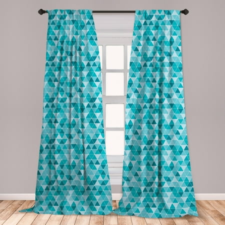 Curtain Color For Sky Blue Wall Blue Curtains 2 Panels Set, Geometric Pattern with Triangles in Oceanic Winter Colors Abstract Mosaic, Window Drapes for Living Room Bedroom, Blue Sky Blue Pale Blue, by Ambesonne ()