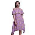 thumbnail image 1 of Bimba Robe Droite Évasée à Épaules Dénudées pour Femmes à Volants devant, Imprimé Papillon - Moyen, 1 of 1