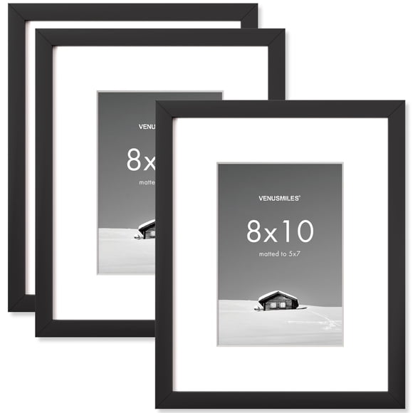 Marco de fotos Venusmiles de 20 x 25 cm con 13 x 18 cm, negro mate, paquete de 3