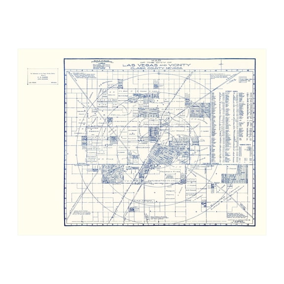 Las Vegas Art, 1920 Vintage Map of Las Vegas Nevada, NV History Wall Decor Gift, Old Las Vegas Map - 36" x 24" Unframed Print