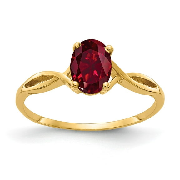 14k Yellow Gold 7x5mm Oval Shape Lab Created Ruby Ring Fine Jewelry For Women Gifts For Her, Size 6