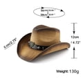 thumbnail image 4 of Straw Cowboy Hat for Men Women Adult, Breathable Lightweight | Straw Woven, Elastic Sweatband,Western Style, Outdoor Sunshade, 4 of 7